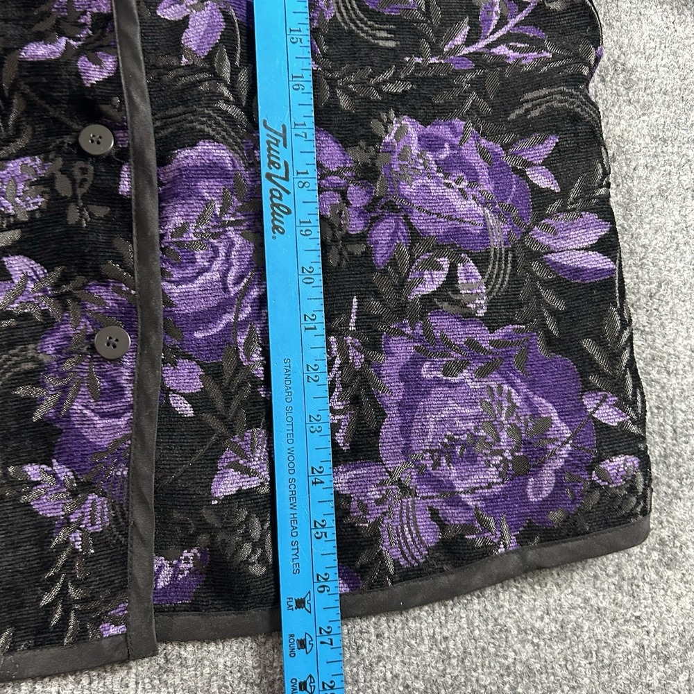 Coldwater Creek Womens L Purple Black Floral Chenille Jacquard Jacket Art H08433 - Picture 5 of 9